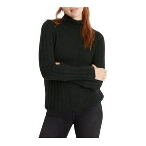 Madewell Ever Crest Wide Rib Knit Evergreen Wool Alpaca Blend Roll Neck Sweater